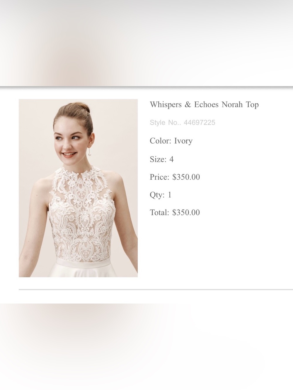 Whispers & Echos Nora top -ivory